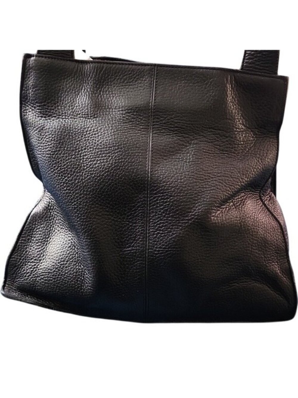 Liz Claiborne Black Pebbled Leather Shoulder Bag W OOAK Playful Kitten Artwork - Picture 3 of 7